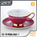 Luxury red tea cup and saucer wholesale with gold hand